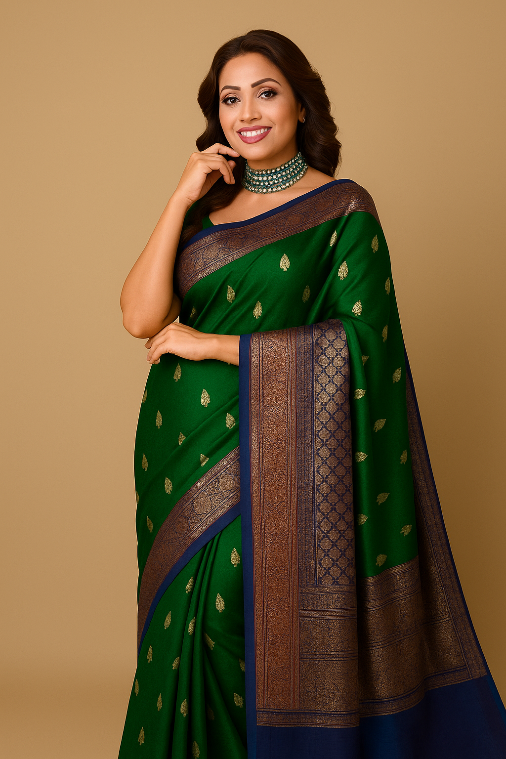Handbrush Dyed Banarasi Pure Kora Saree