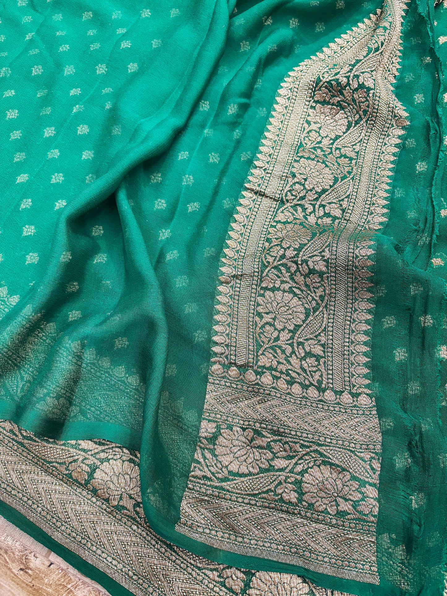BANARASI HANDLOOM PURE KHADDI GEORGETTE SAREE MADE BY HANDLOOM