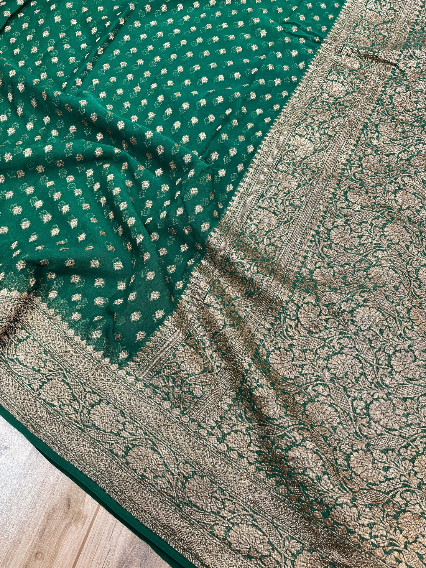 BANARASI HANDLOOM PURE KHADDI GEORGETTE SAREE MADE BY HANDLOOM