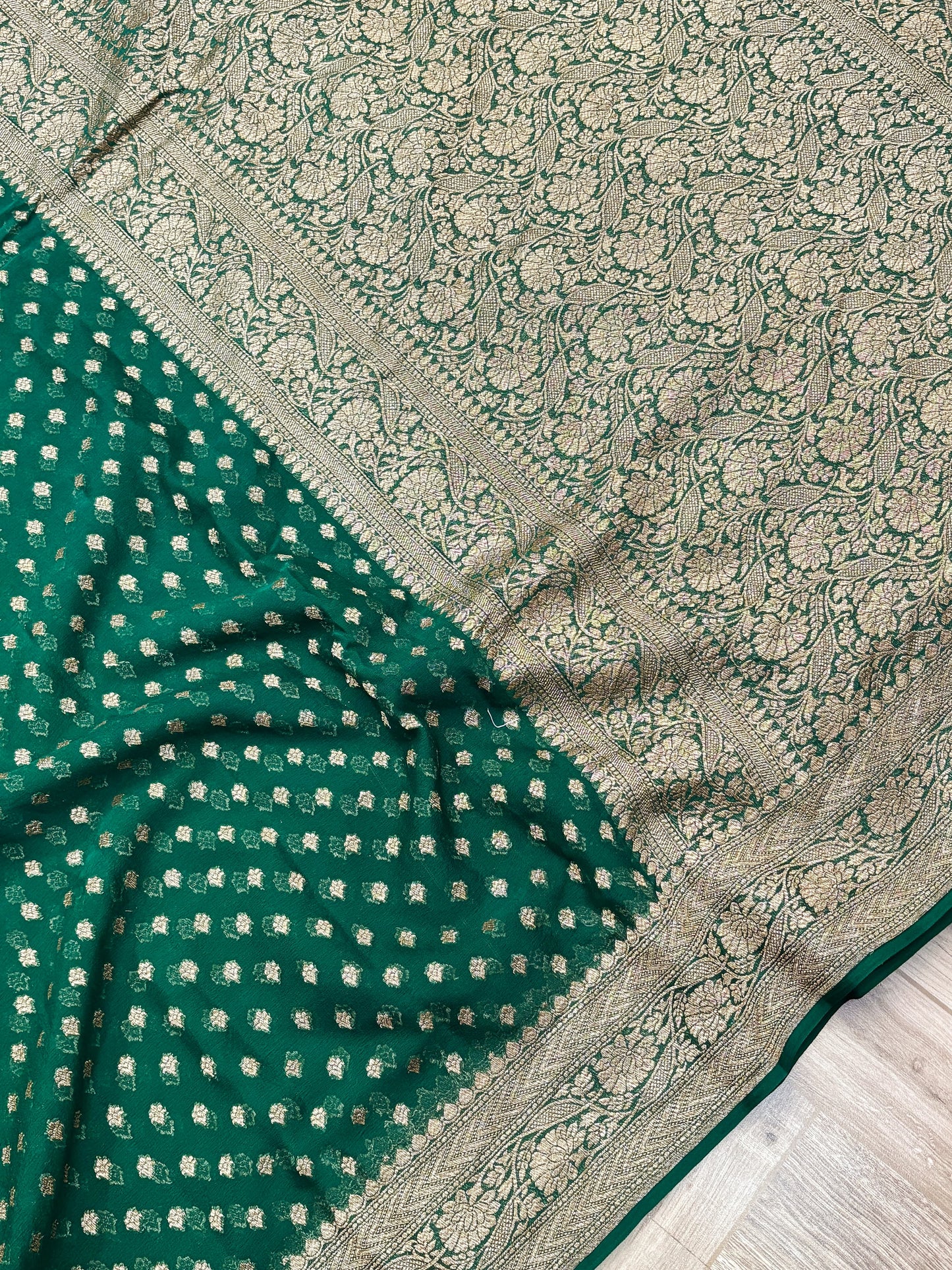 BANARASI HANDLOOM PURE KHADDI GEORGETTE SAREE MADE BY HANDLOOM