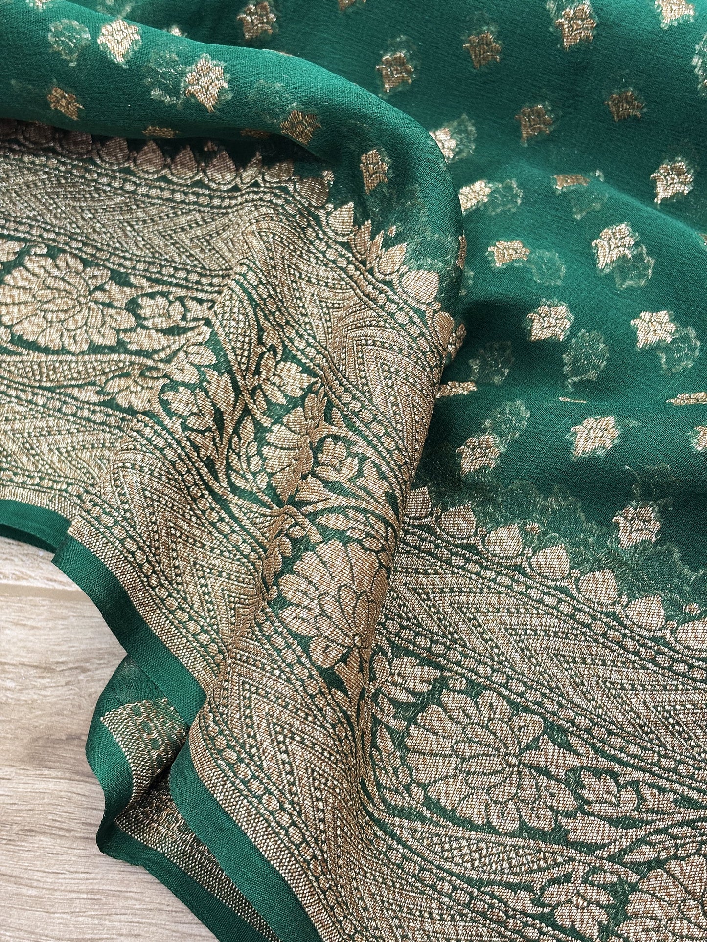 BANARASI HANDLOOM PURE KHADDI GEORGETTE SAREE MADE BY HANDLOOM