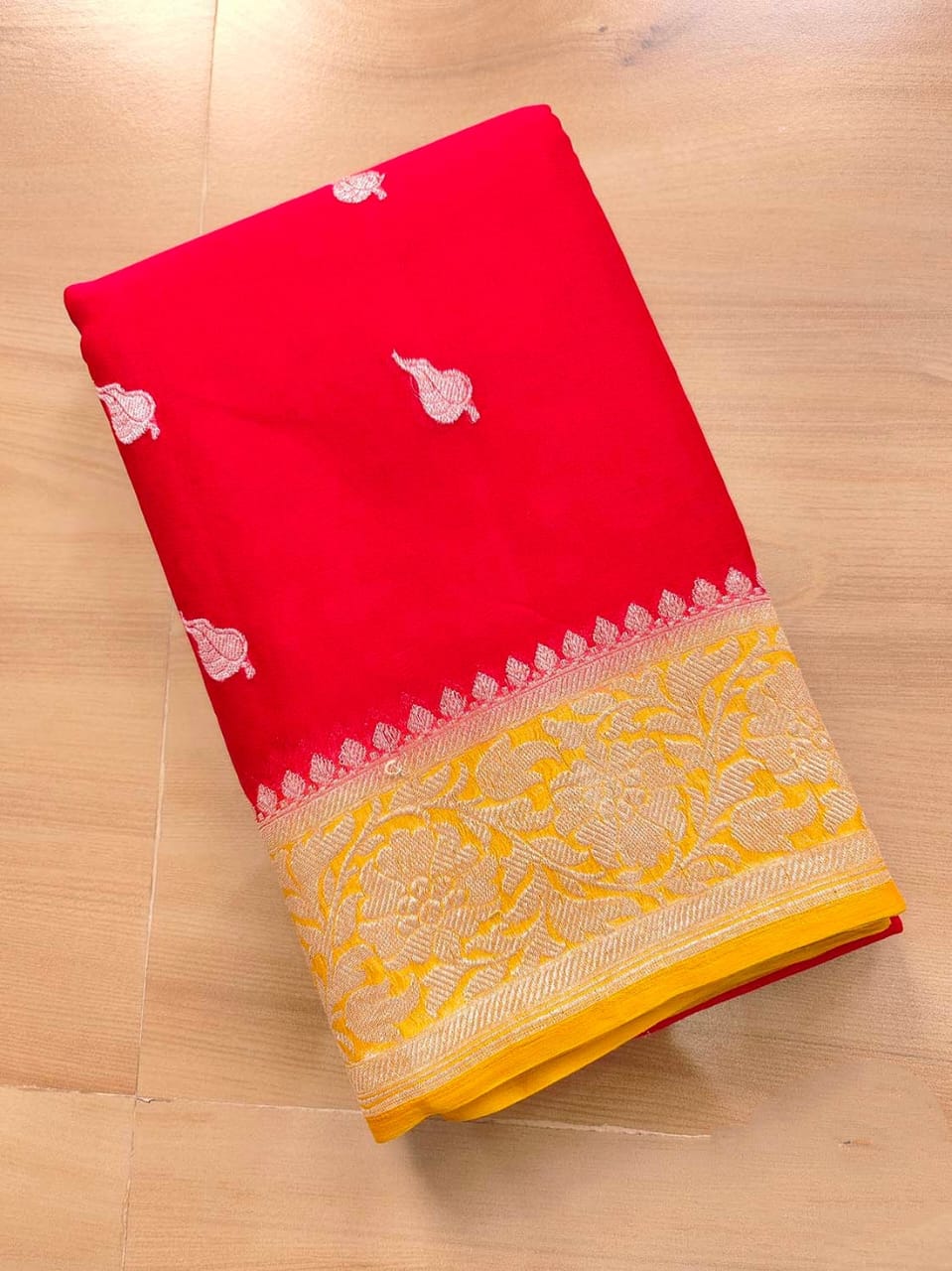 BANARASI HANDLOOM PURE KHADDI SHIFFON SAREE MADE BY HANDLOOM