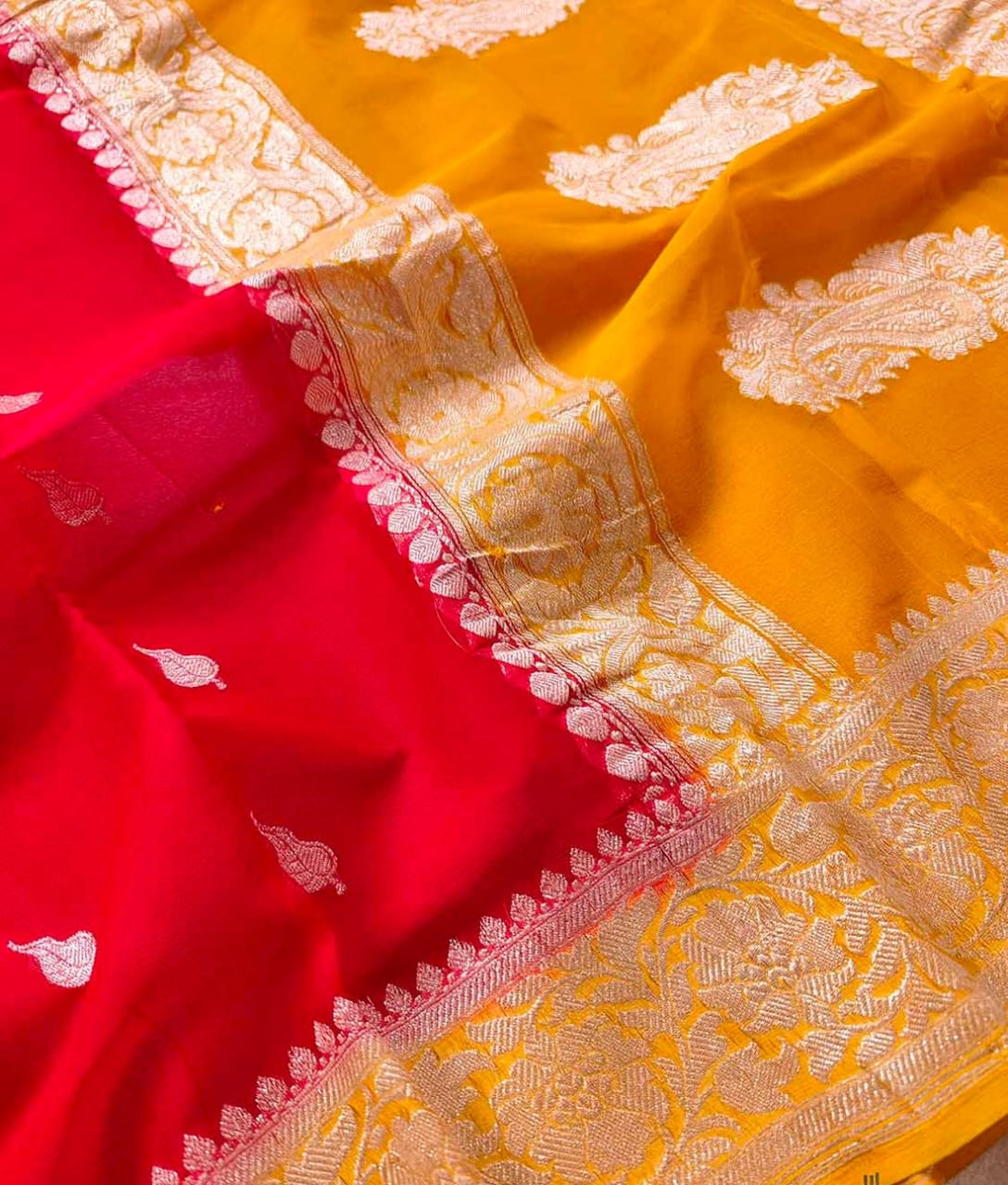 BANARASI HANDLOOM PURE KHADDI SHIFFON SAREE MADE BY HANDLOOM