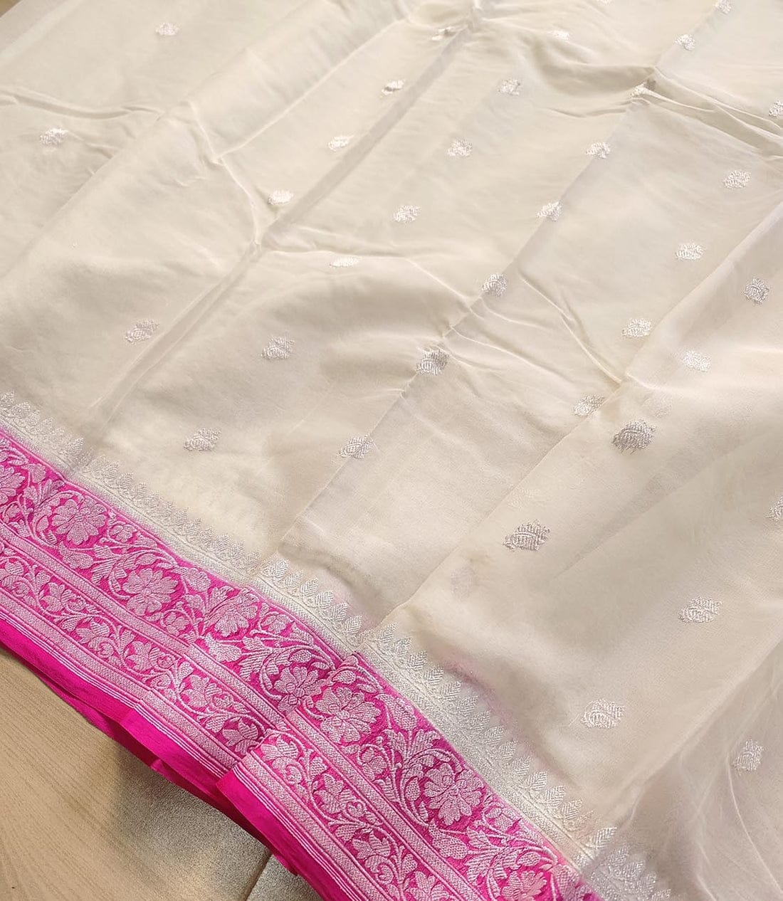 BANARASI HANDLOOM PURE KHADDI SHIFFON SAREE MADE BY HANDLOOM