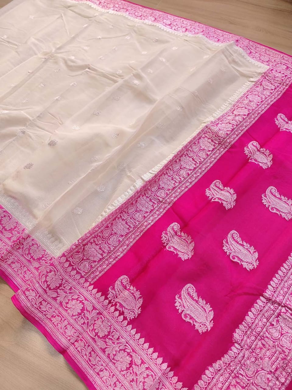 BANARASI HANDLOOM PURE KHADDI SHIFFON SAREE MADE BY HANDLOOM