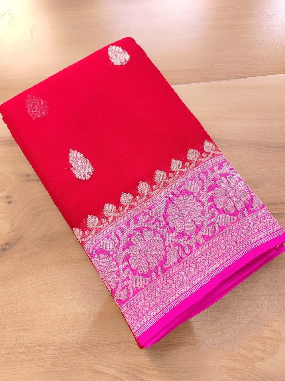 BANARASI HANDLOOM PURE KHADDI SHIFFON SAREE MADE BY HANDLOOM