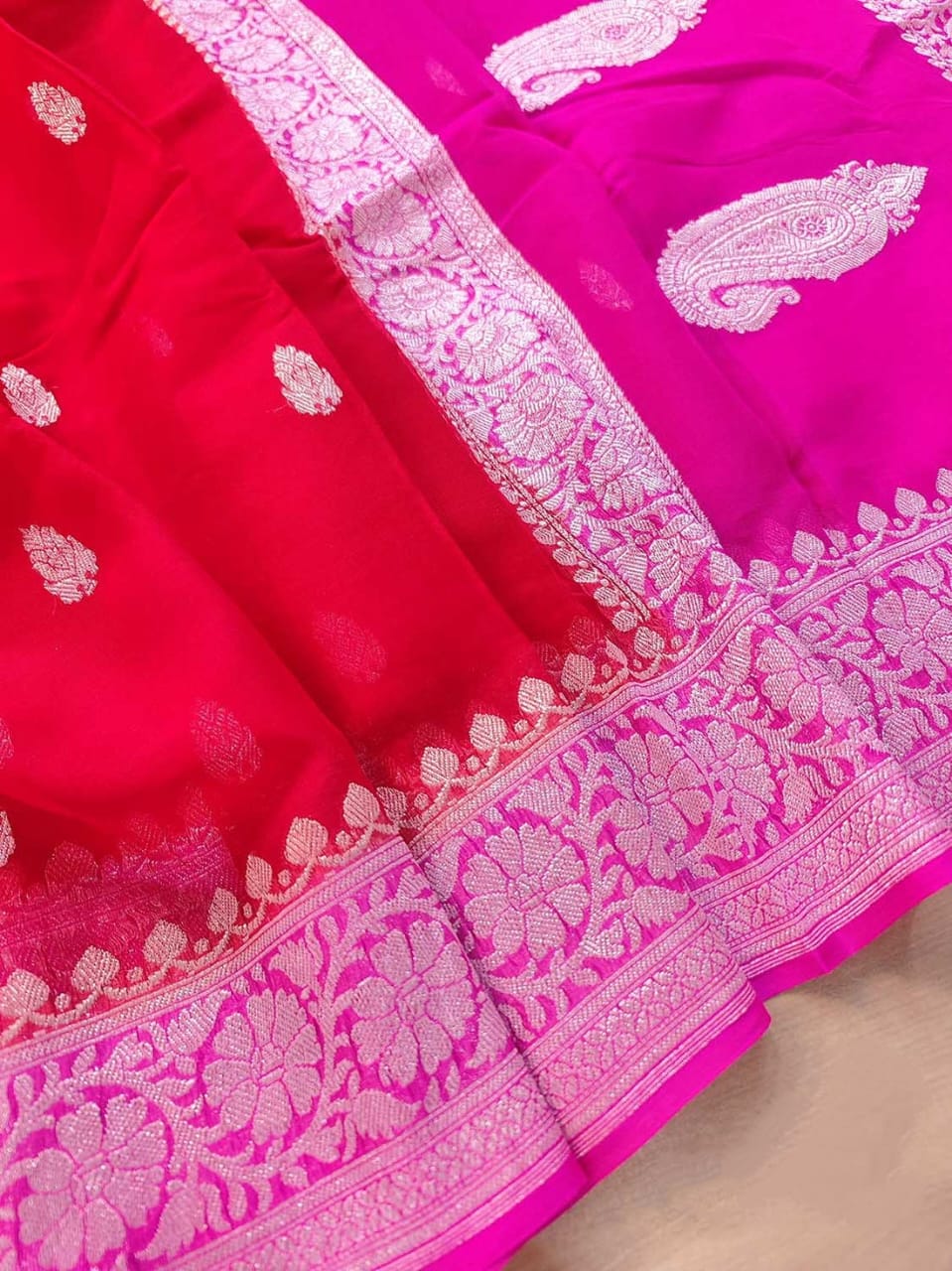 BANARASI HANDLOOM PURE KHADDI SHIFFON SAREE MADE BY HANDLOOM