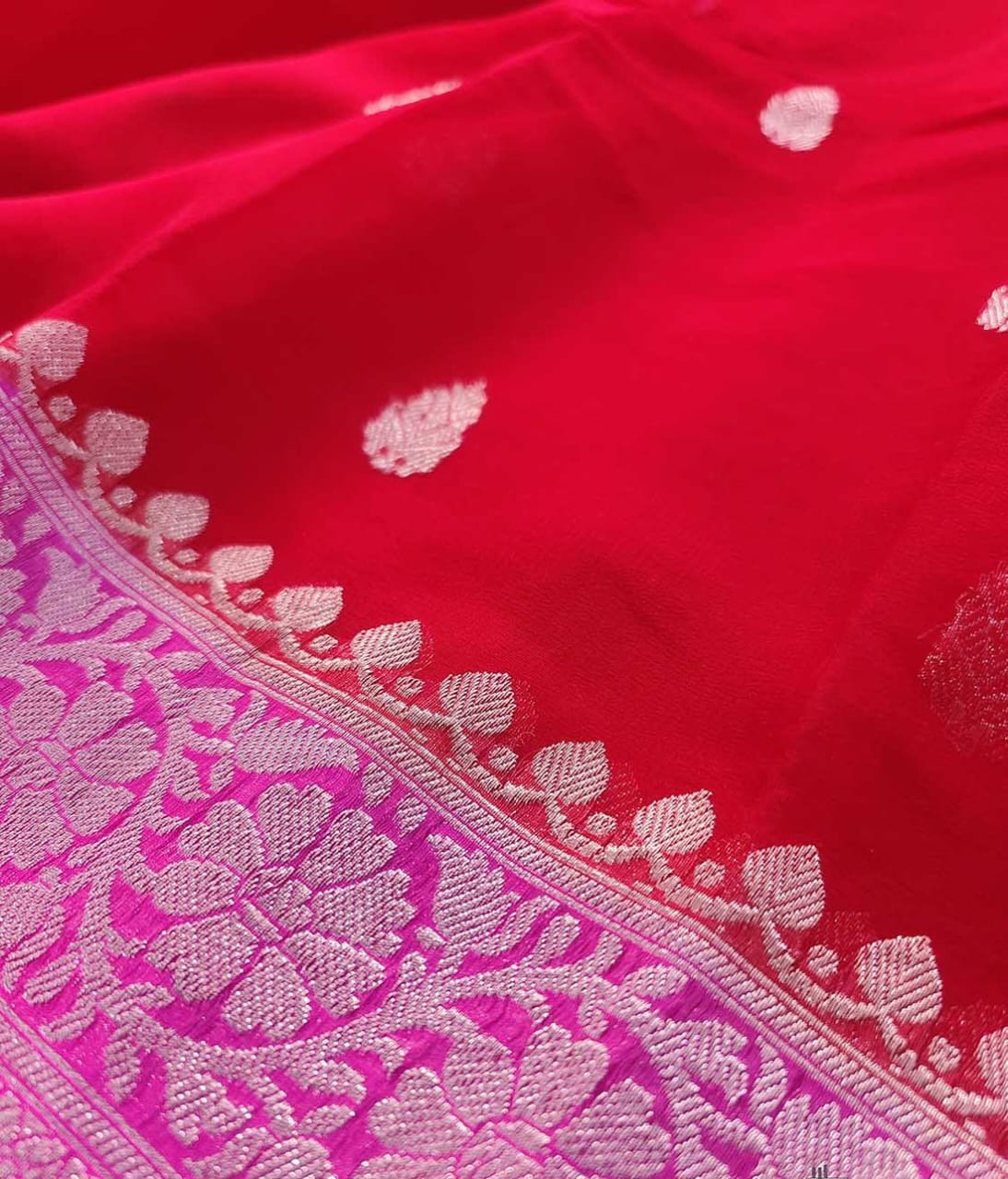 BANARASI HANDLOOM PURE KHADDI SHIFFON SAREE MADE BY HANDLOOM