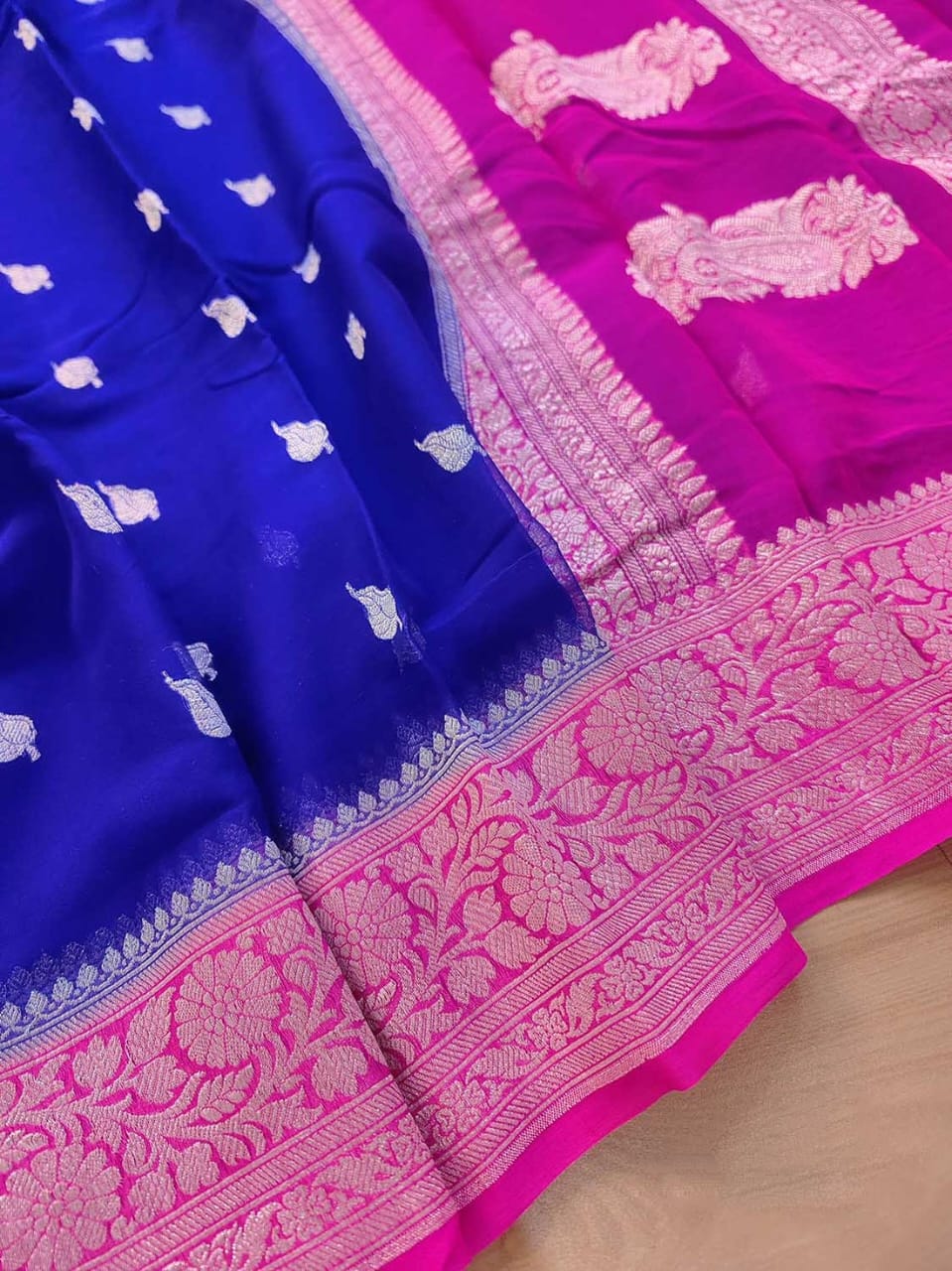 BANARASI HANDLOOM PURE KHADDI SHIFFON SAREE MADE BY HANDLOOM