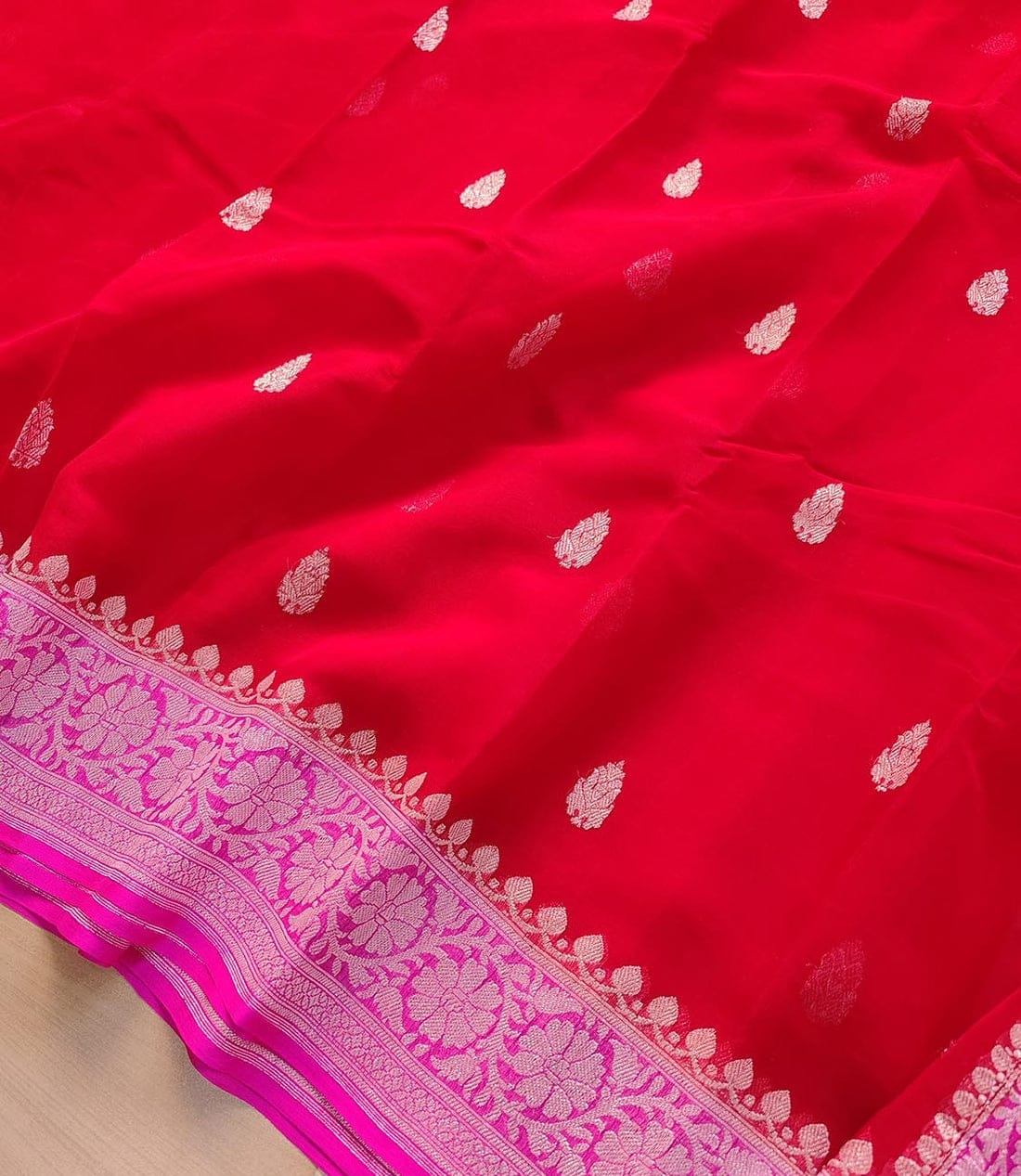 BANARASI HANDLOOM PURE KHADDI SHIFFON SAREE MADE BY HANDLOOM