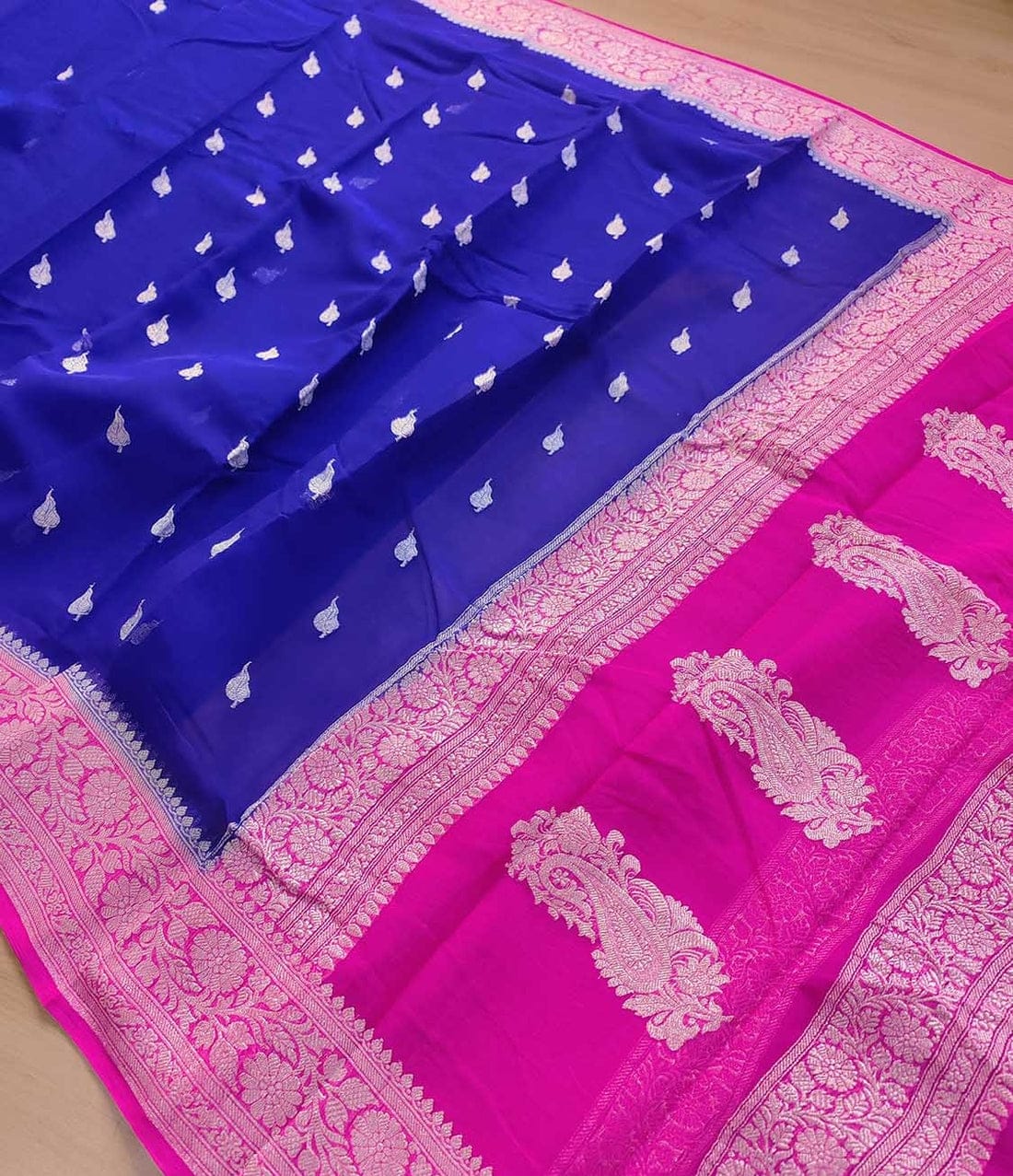 BANARASI HANDLOOM PURE KHADDI SHIFFON SAREE MADE BY HANDLOOM