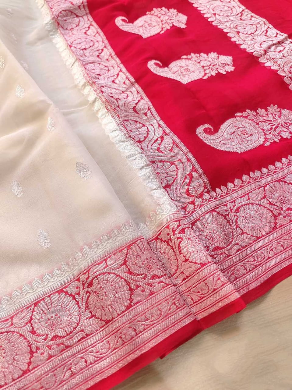 BANARASI HANDLOOM PURE KHADDI SHIFFON SAREE MADE BY HANDLOOM