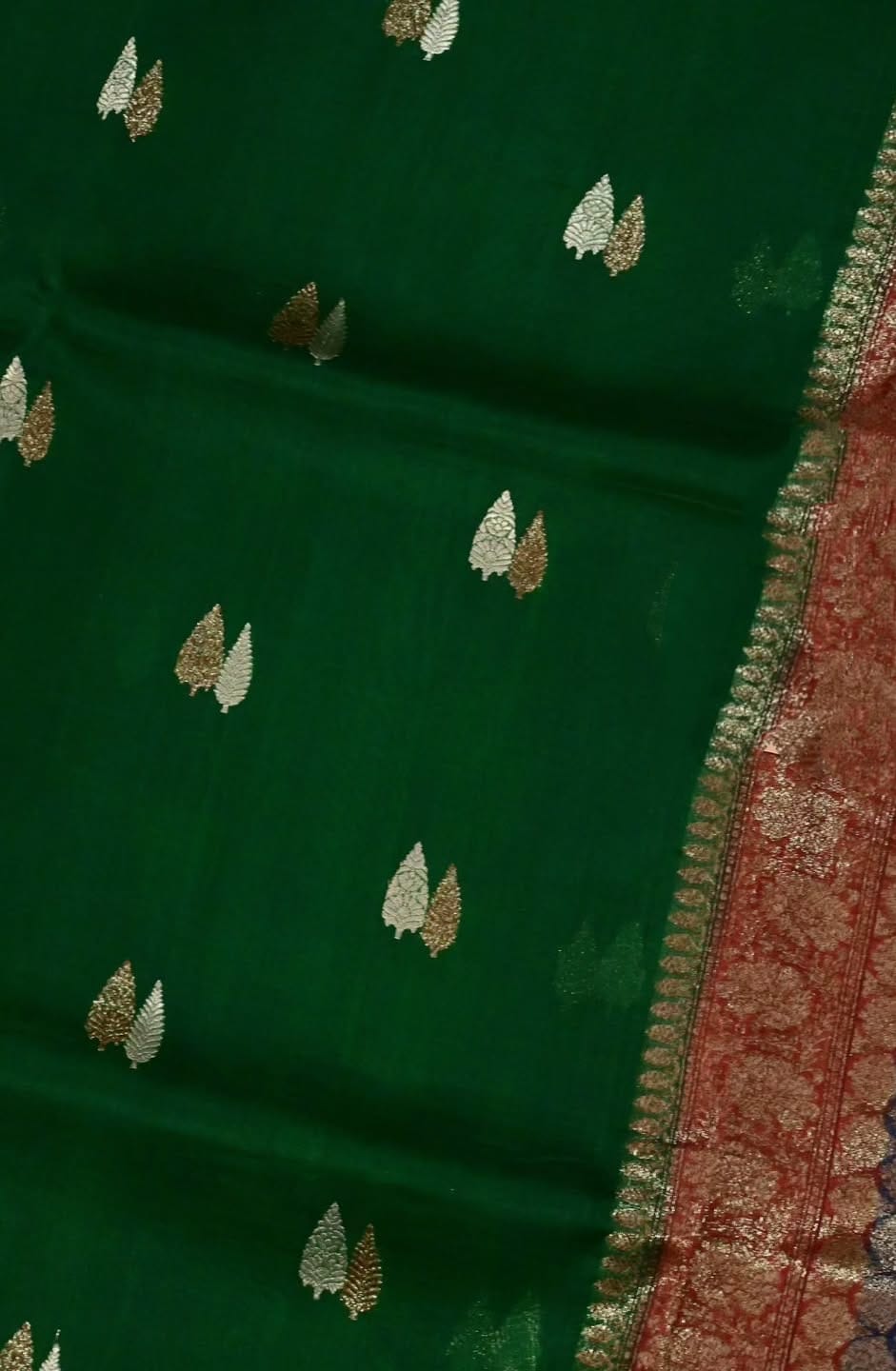Handbrush Dyed Banarasi Pure Kora Saree