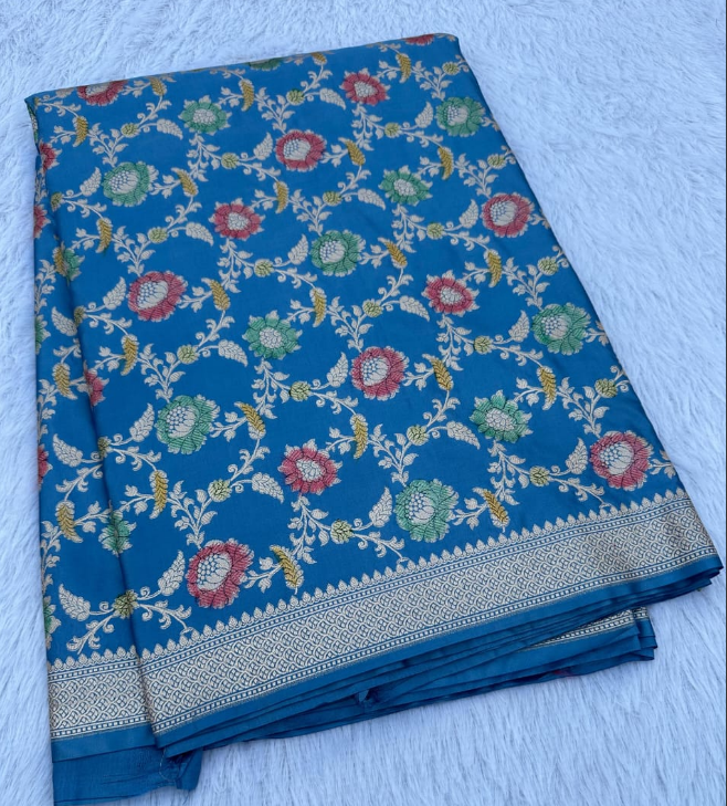 HANDBRUSH DYE BANARASI HANDLOOM MASHRU SILK SAREE