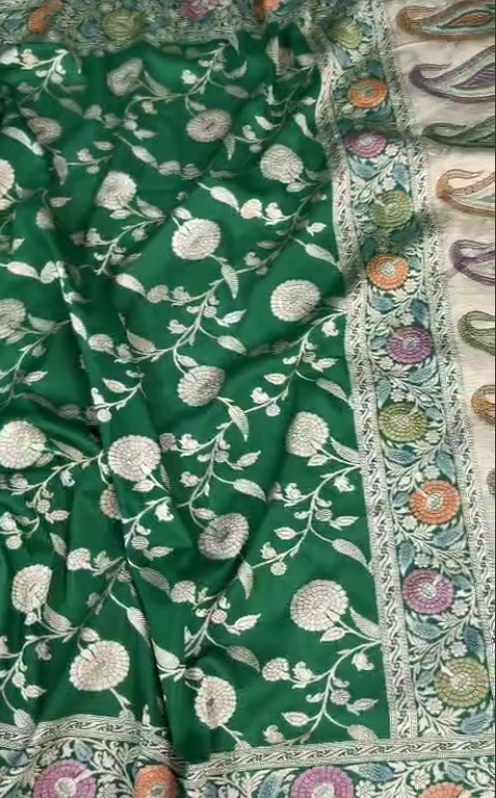 BANARASI HANDLOOM PURE MOONGA DUPATTA WITH HANDBRUSH DYED