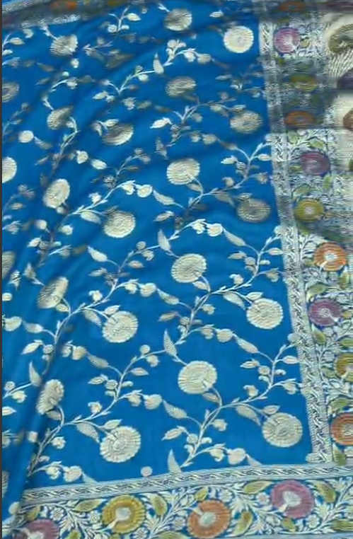BANARASI HANDLOOM PURE MOONGA DUPATTA WITH HANDBRUSH DYED