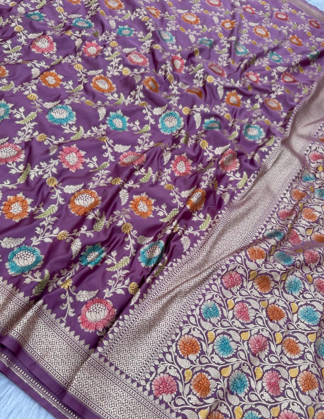 HANDBRUSH DYE BANARASI HANDLOOM MASHRU SILK SAREE