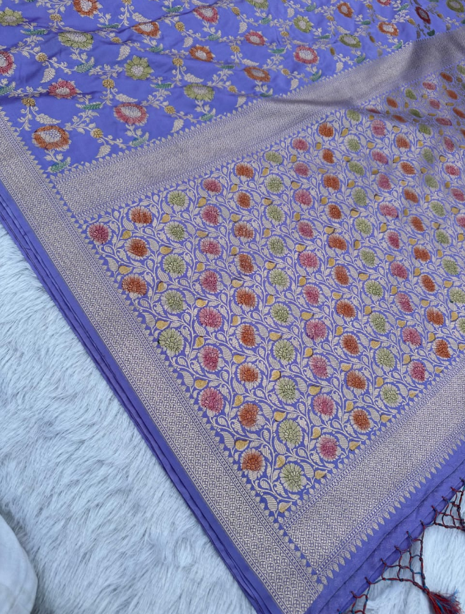 HANDBRUSH DYE BANARASI HANDLOOM MASHRU SILK SAREE