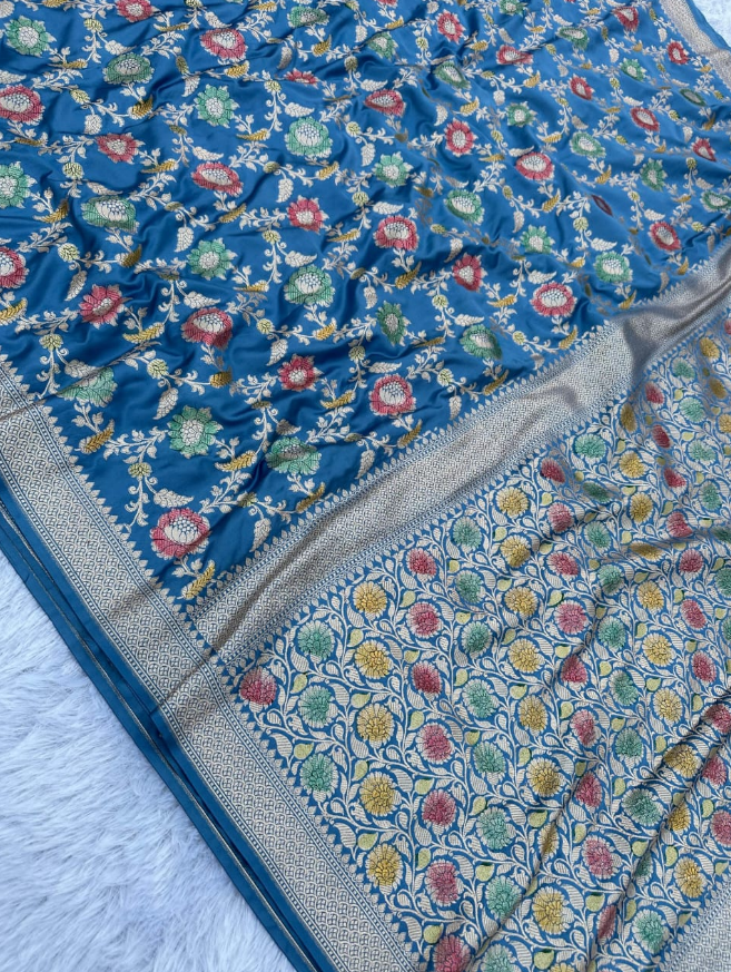 HANDBRUSH DYE BANARASI HANDLOOM MASHRU SILK SAREE
