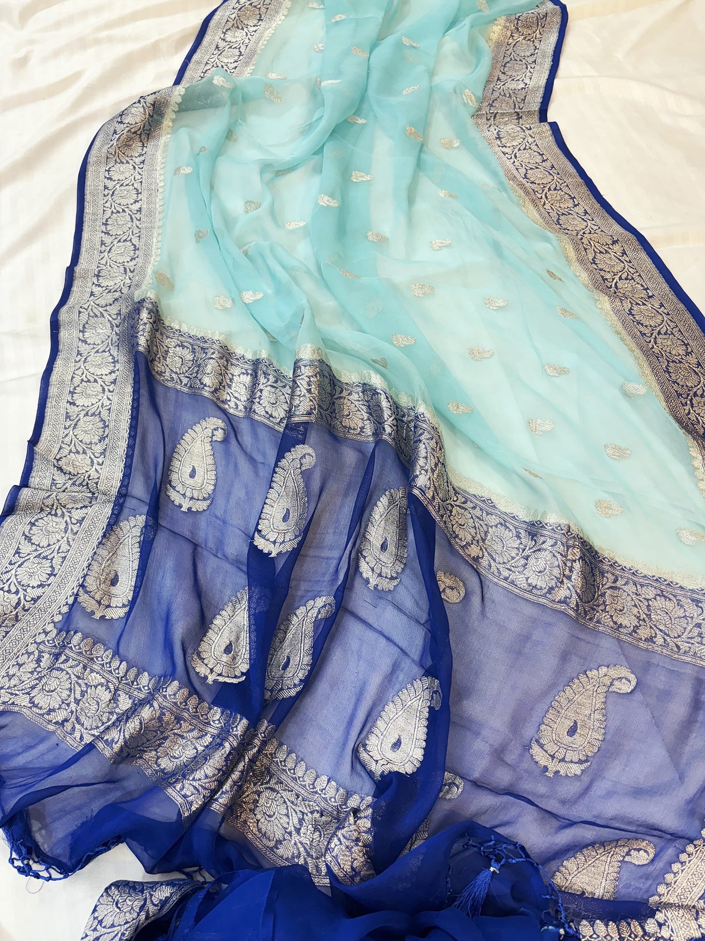 BANARASI HANDLOOM PURE KHADDI SHIFFON SAREE