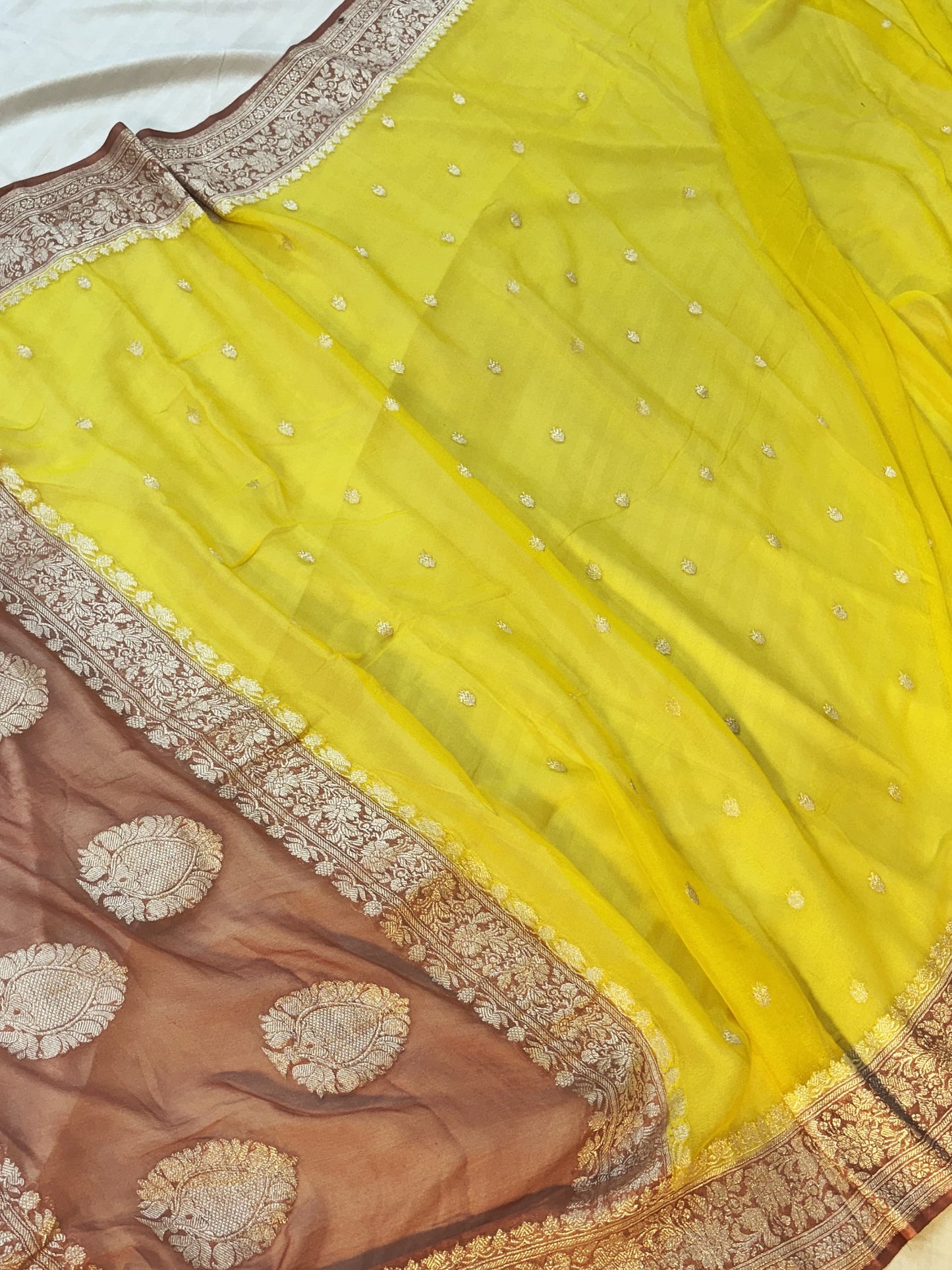 BANARASI HANDLOOM PURE KHADDI SHIFFON SAREE
