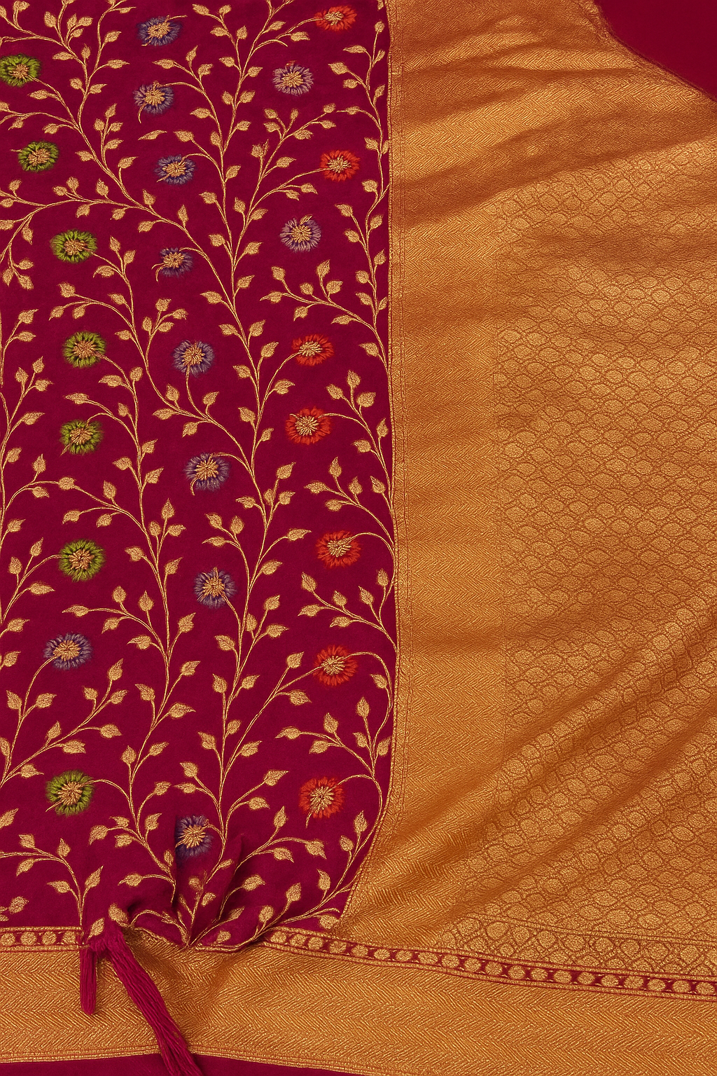 BANARASI HANDLOOM PURE KHADDI GEORGETTE SAREE WITH MINAKARI WORK