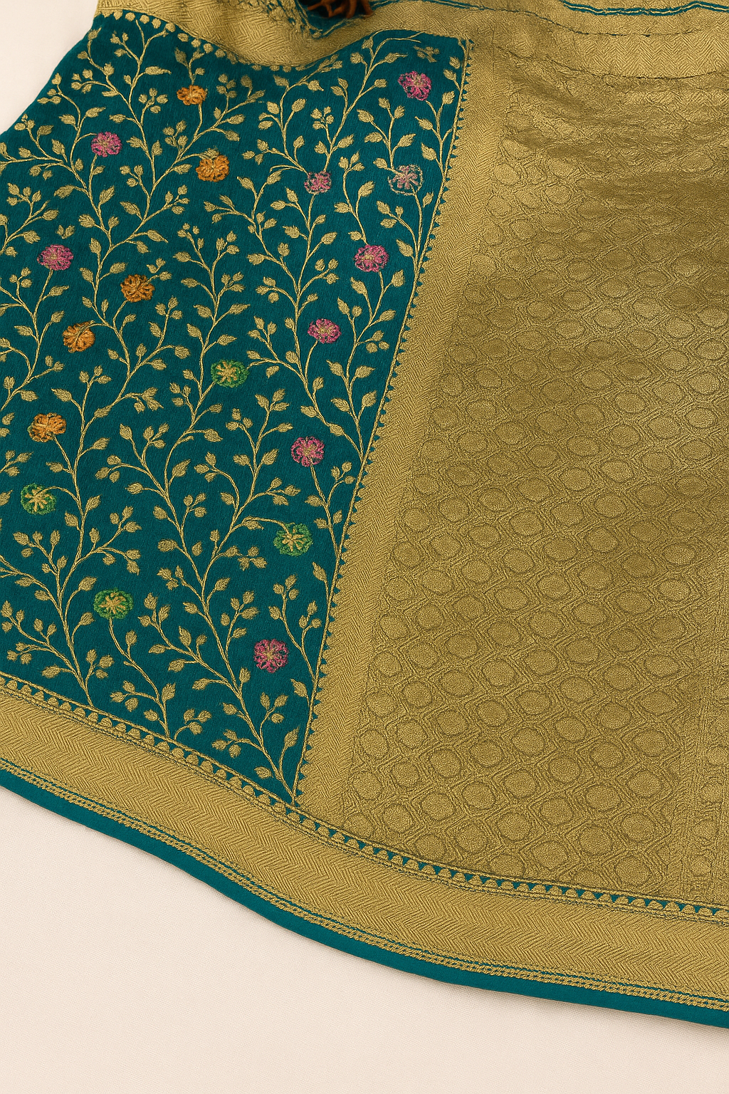 BANARASI HANDLOOM PURE KHADDI GEORGETTE SAREE WITH MINAKARI WORK