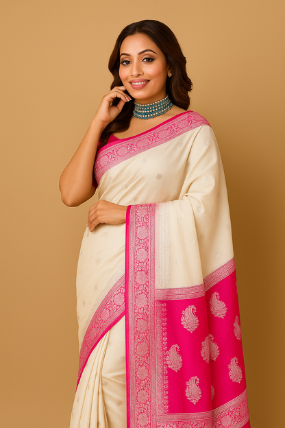 BANARASI HANDLOOM PURE KHADDI SHIFFON SAREE MADE BY HANDLOOM