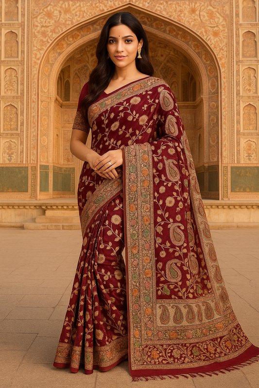 BANARASI HANDLOOM  PURE MOONGA  DUPATTA WITH HANDBRUSH DYED