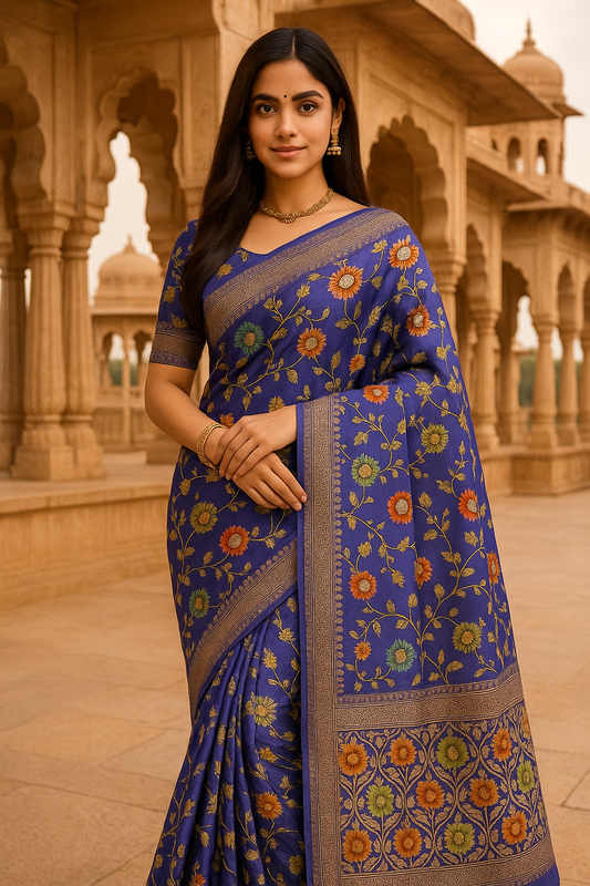 HANDBRUSH DYE BANARASI HANDLOOM MASHRU SILK SAREE
