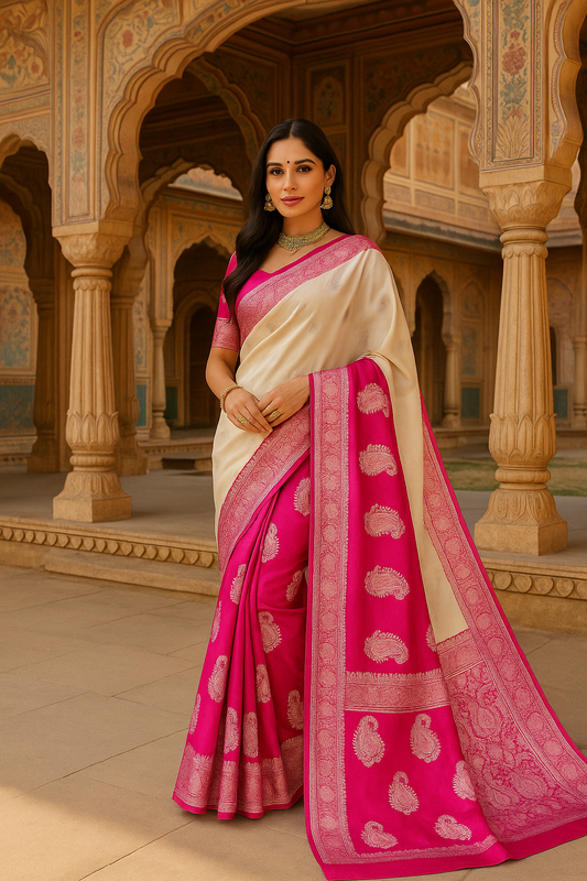 BANARASI HANDLOOM PURE KHADDI SHIFFON SAREE MADE BY HANDLOOM