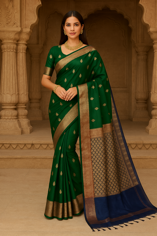 Handbrush Dyed Banarasi Pure Kora Saree