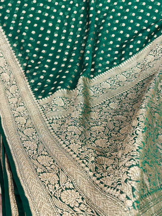 BANARASI HANDLOOM PURE KHADDI GEORGETTE SAREE MADE BY HANDLOOM