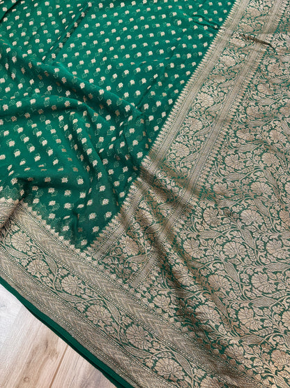 BANARASI HANDLOOM PURE KHADDI GEORGETTE SAREE MADE BY HANDLOOM