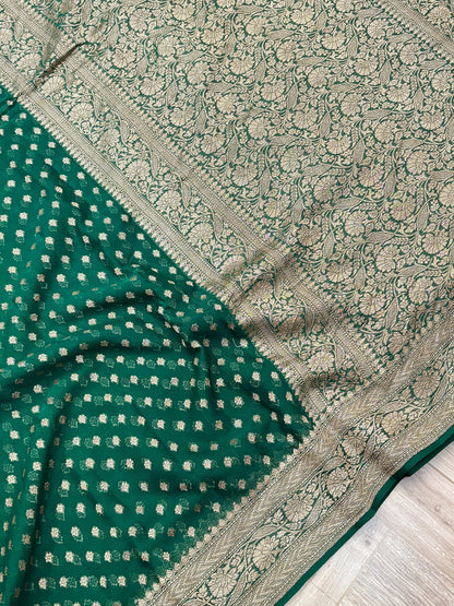 BANARASI HANDLOOM PURE KHADDI GEORGETTE SAREE MADE BY HANDLOOM
