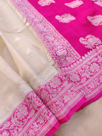BANARASI HANDLOOM PURE KHADDI SHIFFON SAREE MADE BY HANDLOOM