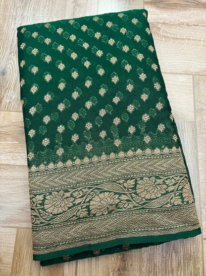 BANARASI HANDLOOM PURE KHADDI GEORGETTE SAREE MADE BY HANDLOOM