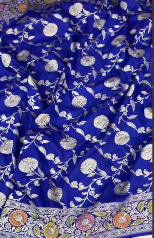 BANARASI HANDLOOM  PURE MOONGA  DUPATTA WITH HANDBRUSH DYED