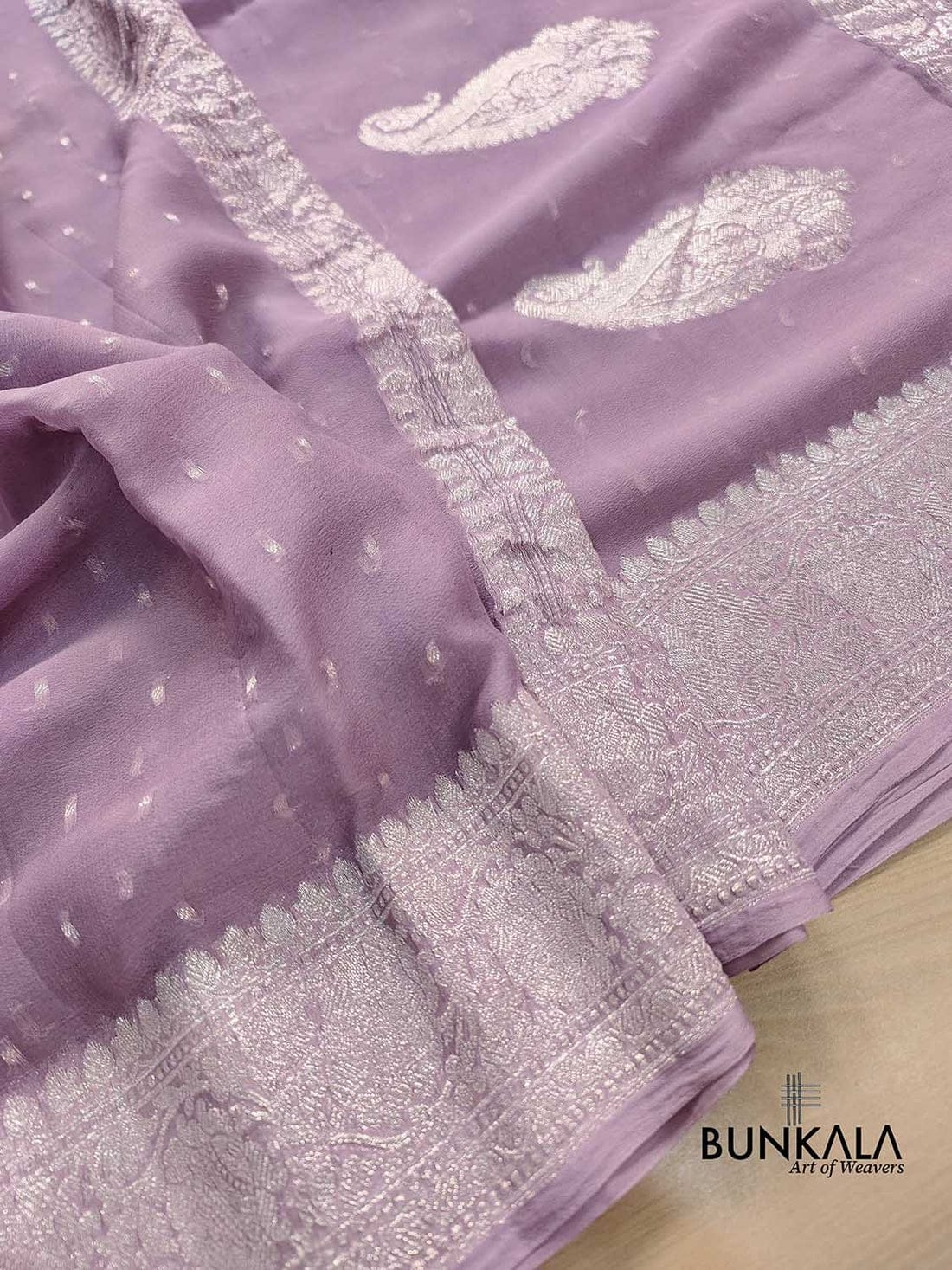 Banarasi Handloom Pure Khaddi Chiffon Saree