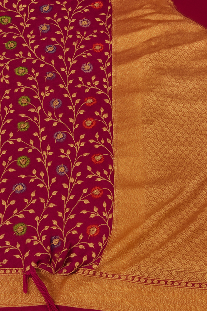 BANARASI HANDLOOM PURE KHADDI GEORGETTE SAREE WITH MINAKARI WORK