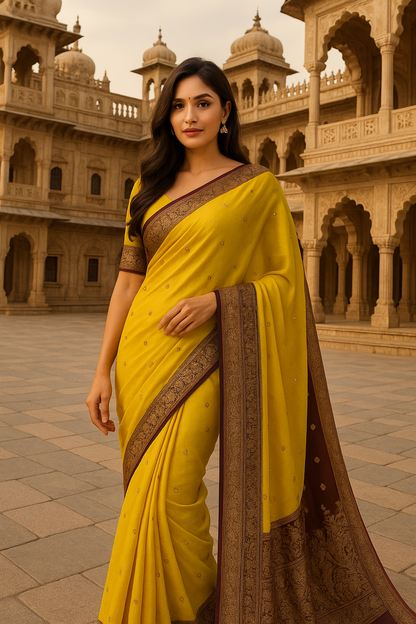 BANARASI HANDLOOM PURE KHADDI SHIFFON SAREE
